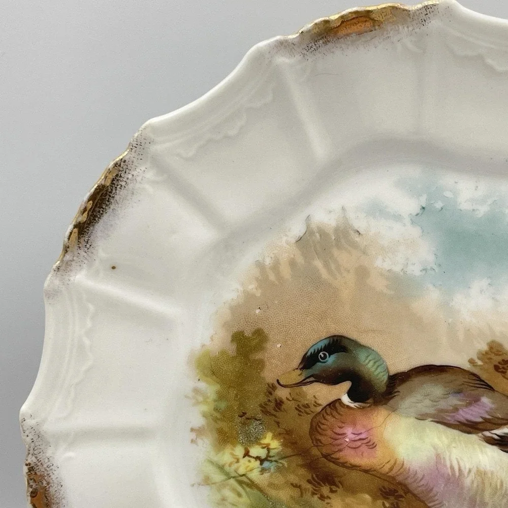 Antique 1920s‎ Silesia Germany Mallard Duck Porcelain Cabinet Plate 8